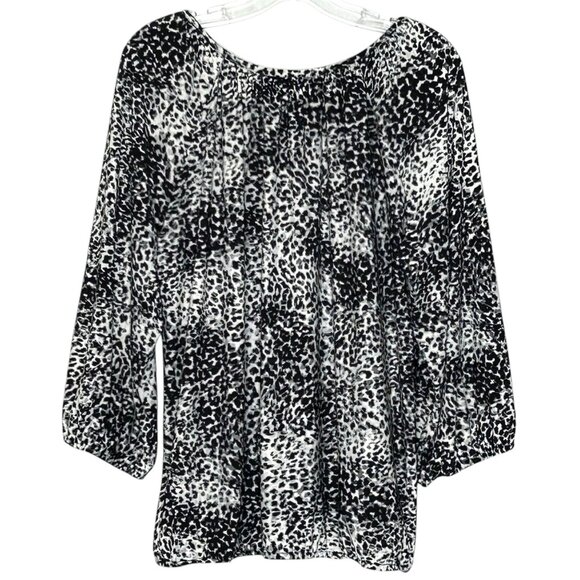 Anne Klein Women's 1X Black Gray 3/4 Sleeve Blouse - Picture 4 of 12